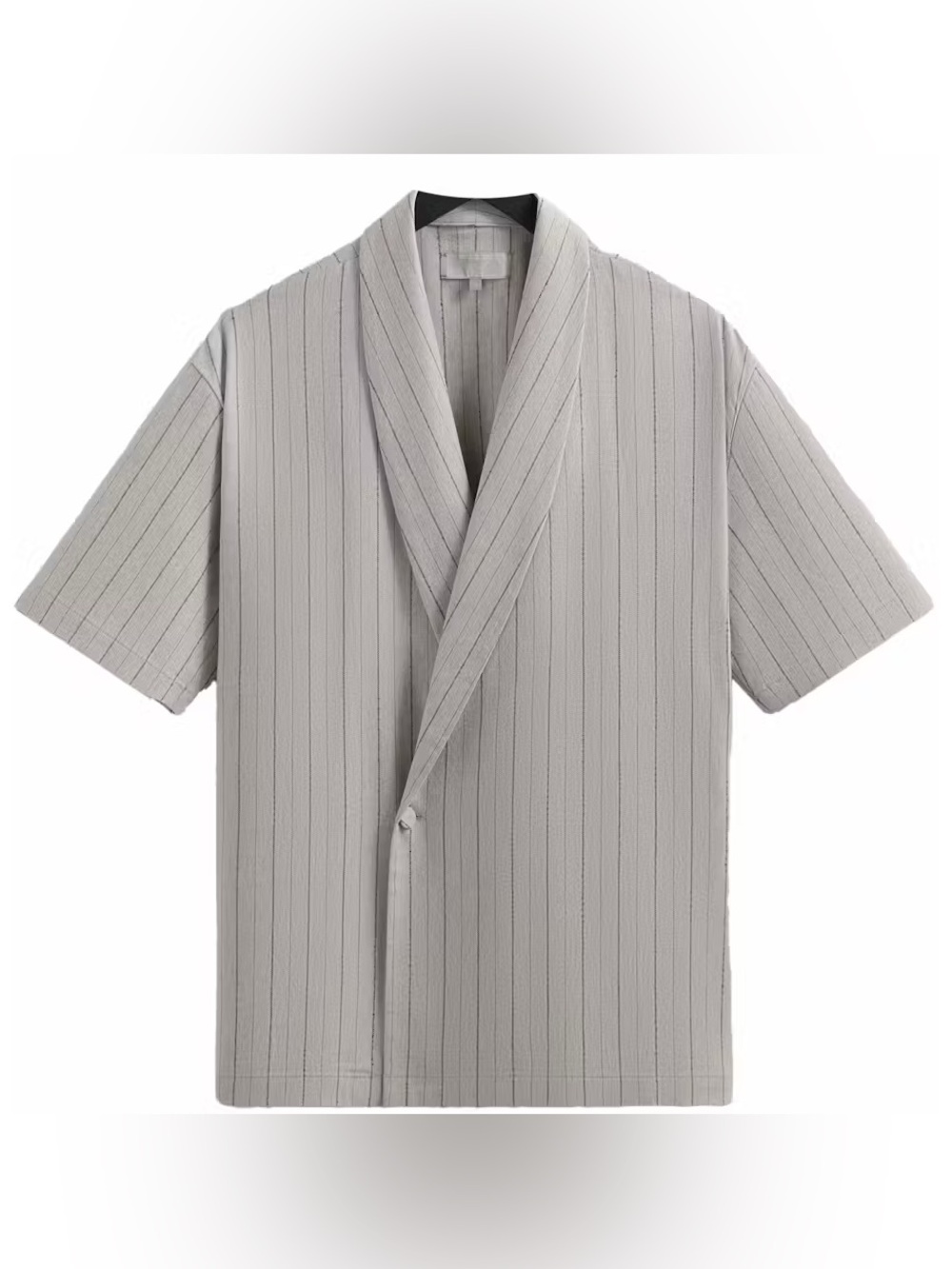 NWT Kith Striped Twill Thompson Crossover Shirt - Light Heather Grey Size XS